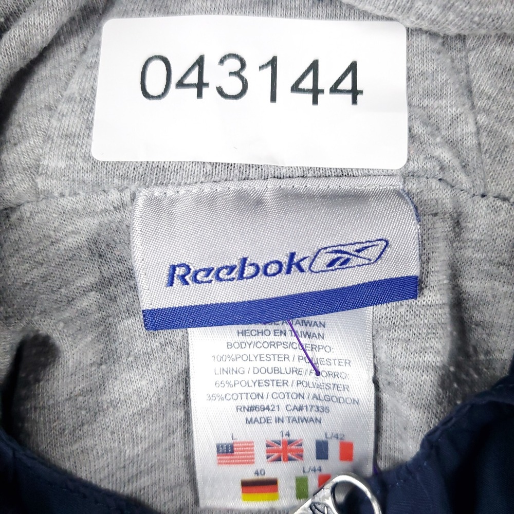 Reebok Jacket Womens Large Blue Vintage Full Zip Windbreaker Hooded 043144 - Picture 8 of 8